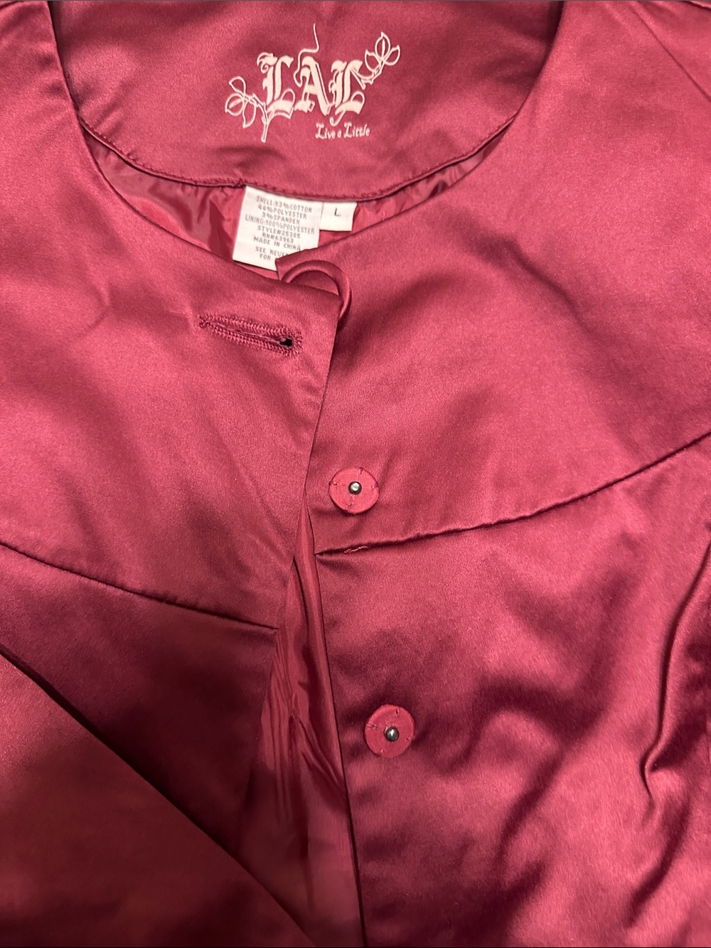 Live a Little Satin Button-Up Jacket - Rose